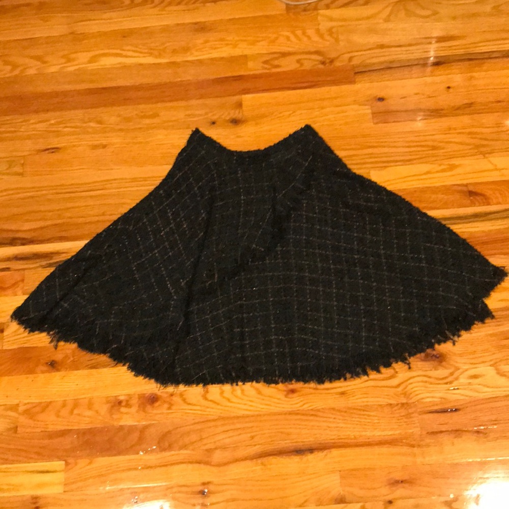 Green plaid skirt with fringe